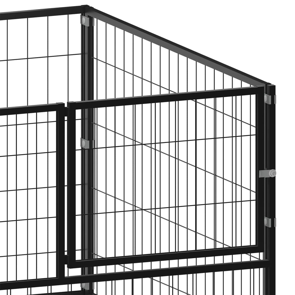 EU-Direct-vidaxl-150790-Outdoor-Dog-Kennel-Black-200x100x70-cm-Steel-House-Cage-Foldable-Puppy-Cats--1948515-4