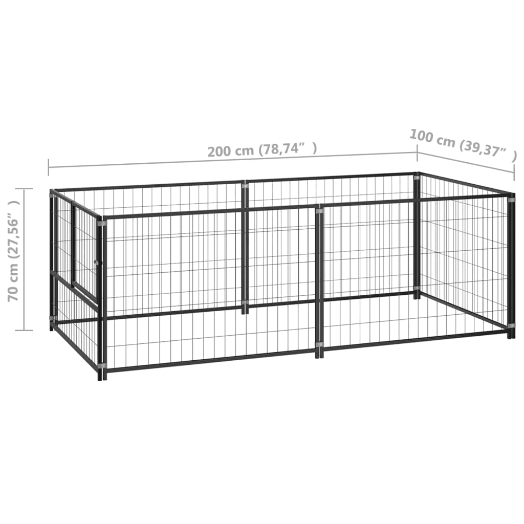 EU-Direct-vidaxl-150790-Outdoor-Dog-Kennel-Black-200x100x70-cm-Steel-House-Cage-Foldable-Puppy-Cats--1948515-5