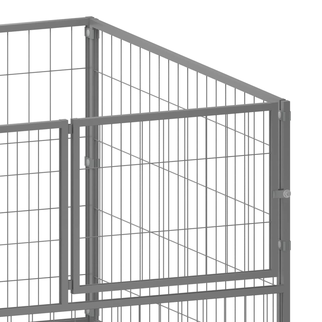 EU-Direct-vidaxl-150792-Outdoor-Dog-Kennel-Silver-100x100x70-cm-Steel-House-Cage-Foldable-Puppy-Cats-1948516-2