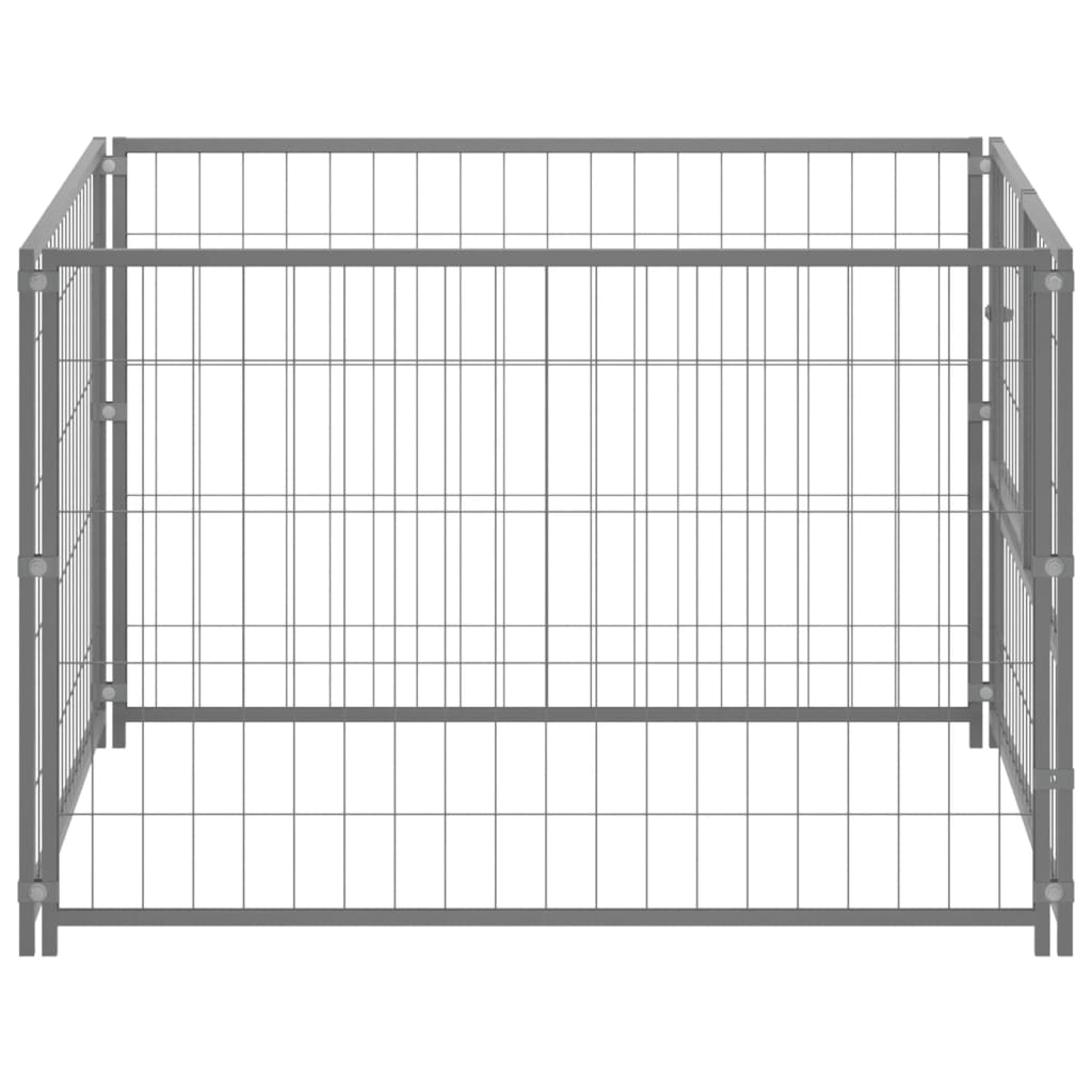 EU-Direct-vidaxl-150792-Outdoor-Dog-Kennel-Silver-100x100x70-cm-Steel-House-Cage-Foldable-Puppy-Cats-1948516-4
