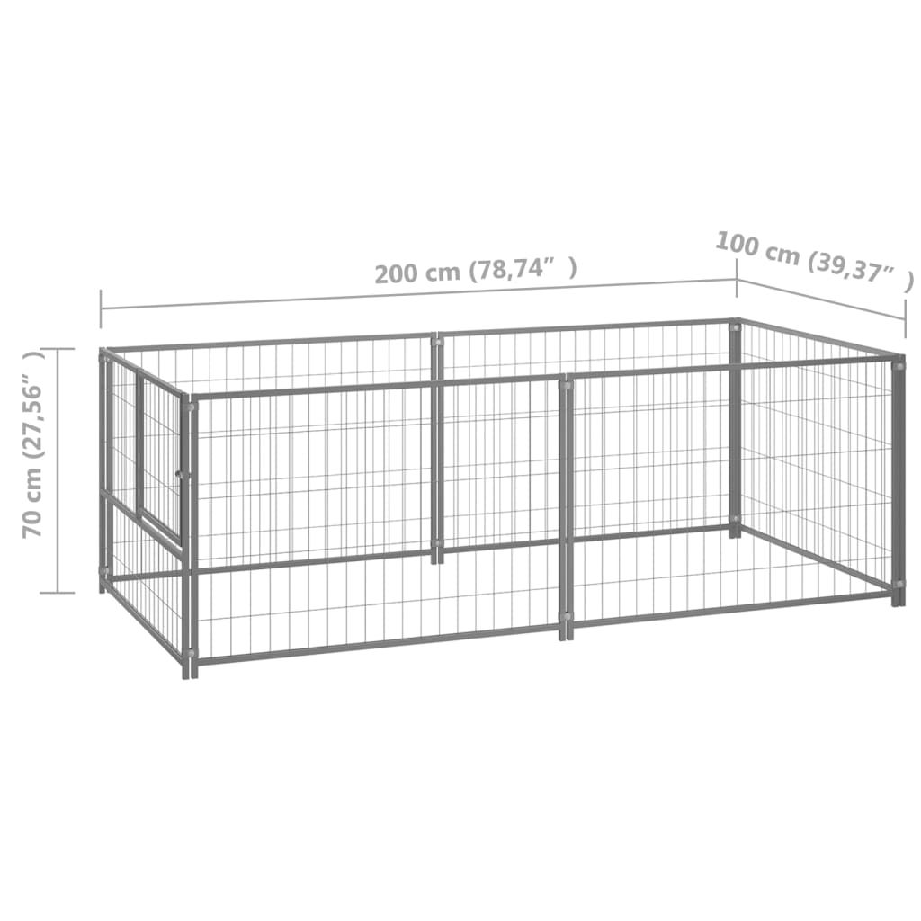 EU-Direct-vidaxl-150793-Outdoor-Dog-Kennel-Silver-200x100x70-cm-Steel-House-Cage-Foldable-Puppy-Cats-1948517-5