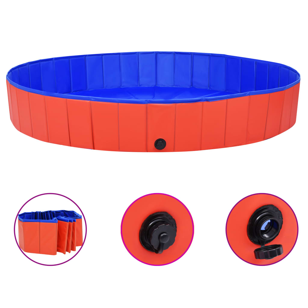 EU-Direct-vidaxl-92600-Foldable-Dog-Swimming-Pool-Red-200x30-cm-PVC-Puppy-Bath-Collapsible-Bathing-f-1948292-3