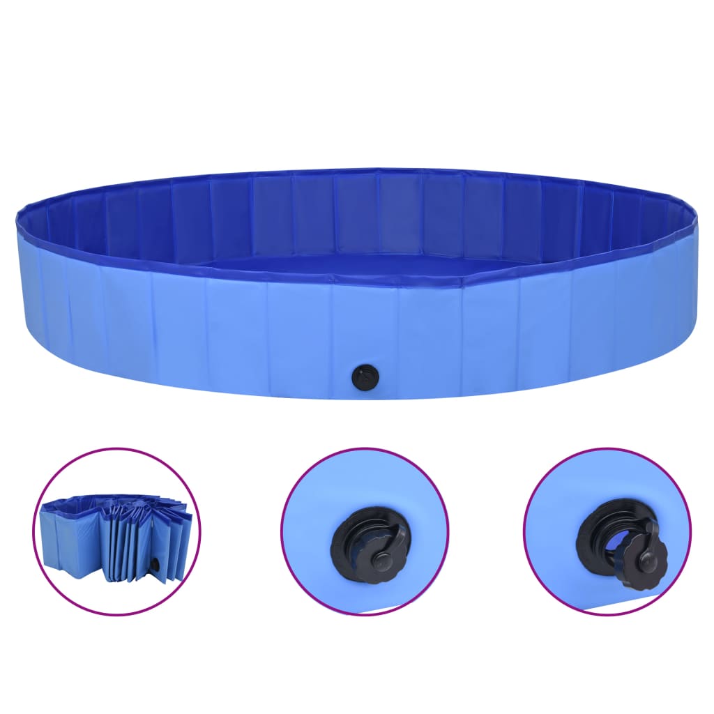 EU-Direct-vidaxl-92602-Foldable-Dog-Swimming-Pool-Blue-200x30-cm-PVC-Puppy-Bath-Collapsible-Bathing--1948294-2
