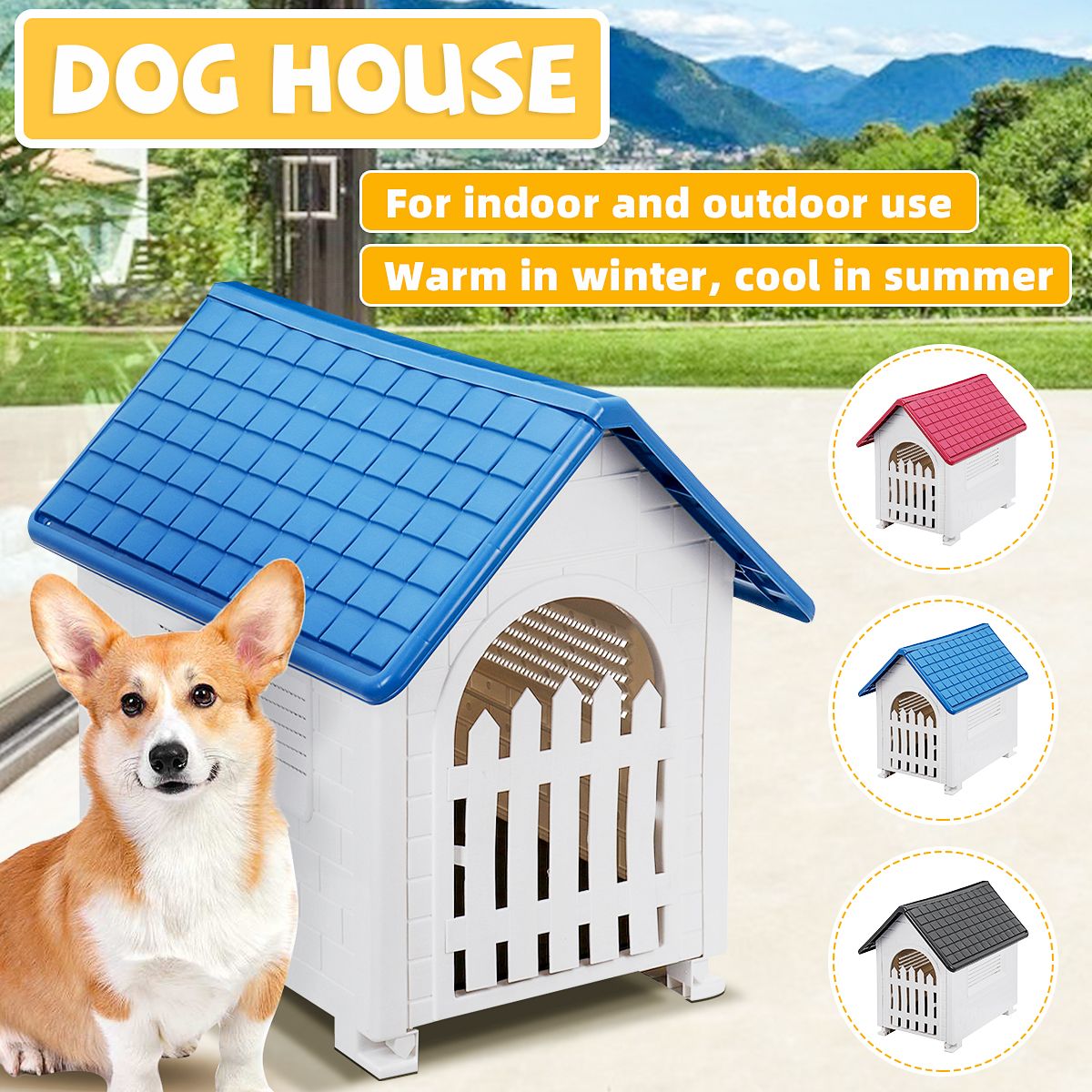 Foldable-Plastic-Pets-Dogs-Houses-Cages-Small-Outdoors-Waterproof-Warm-Removable-Washable-With-Kenne-1849921-1