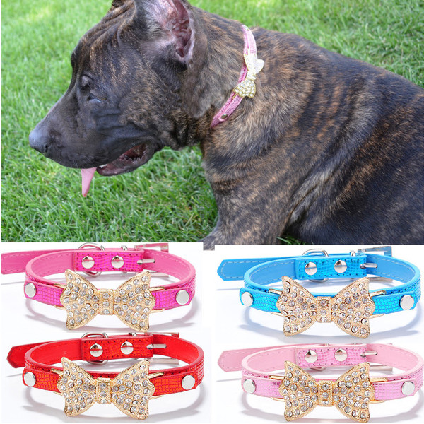 Pet-Dog-Puppy-PU-Bowknot-Shiny-Rhinestone-Collar-968242-11
