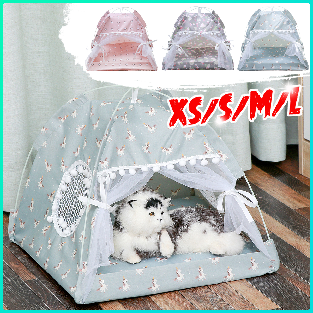 Pet-Tent-Cat-Bed-Puppy-House-Cushion-Pad-Bed-Flamingo-Pattern-Indo-1825833-2