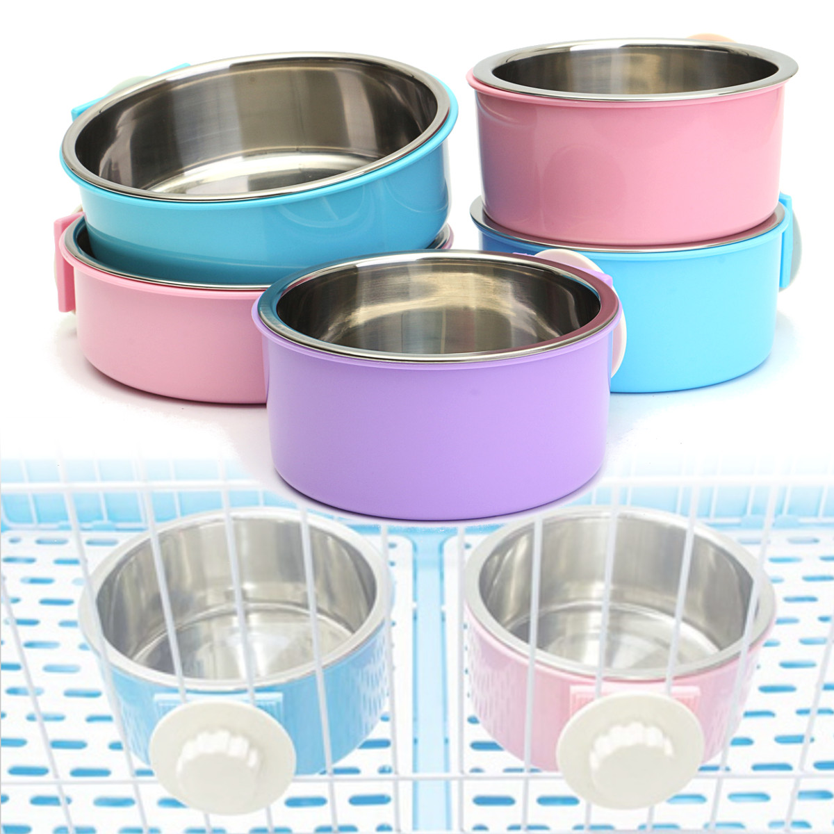 Stainless-Steel-Dog-Cat-Bird-Puppy-Pet-Hanging-Cage-Bowl-Feeding-Water-Food-1341073-10