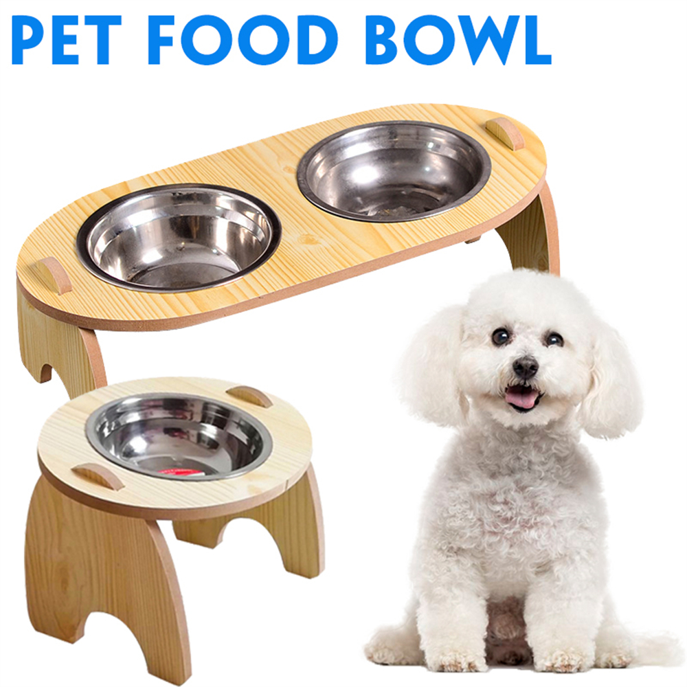 Stainless-Steel-Pet-Bowl-with-High-Quality-Wood-Mat-Feeder-SingleDouble-Bowls-Set-for-Dogs-Cats-and--1902249-2