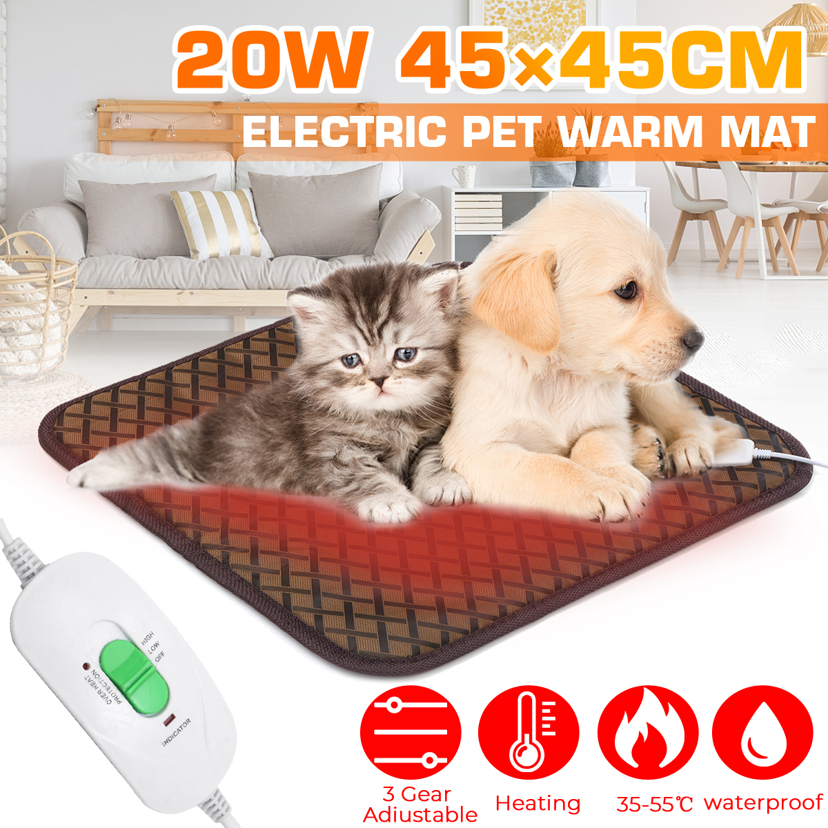 Waterproof-Pet-Cat-Electric-Heat-Heated-Heating-Heater-Pad-Mat-Blanket-35-50degC-1626080-3