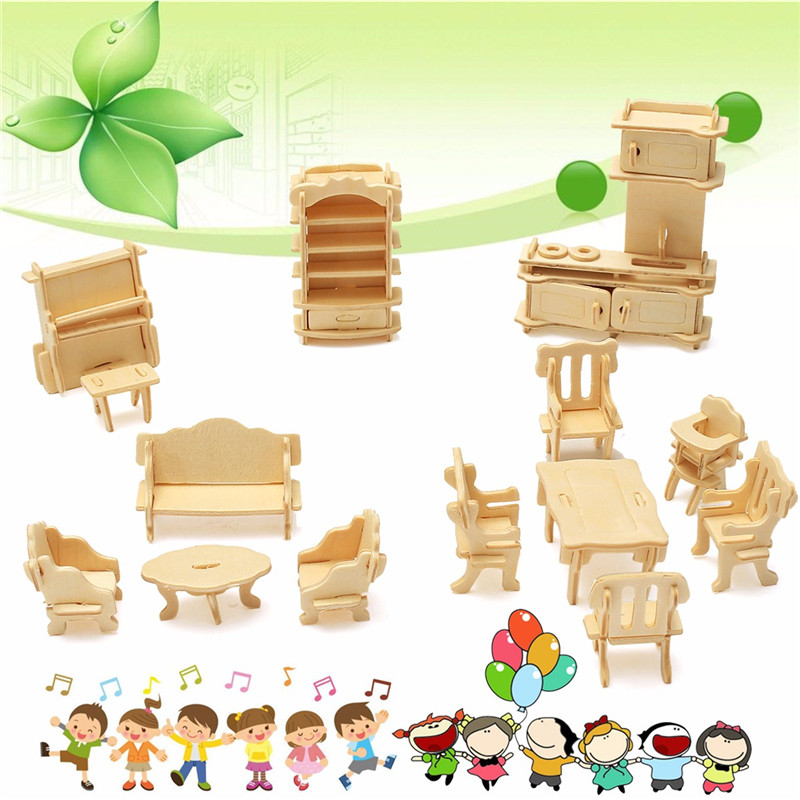 34-Pcs-3D-DIY-Wooden-Miniature-Dollhouse-Furniture-Model-Unpainted-Suite-Toys-1122662-1
