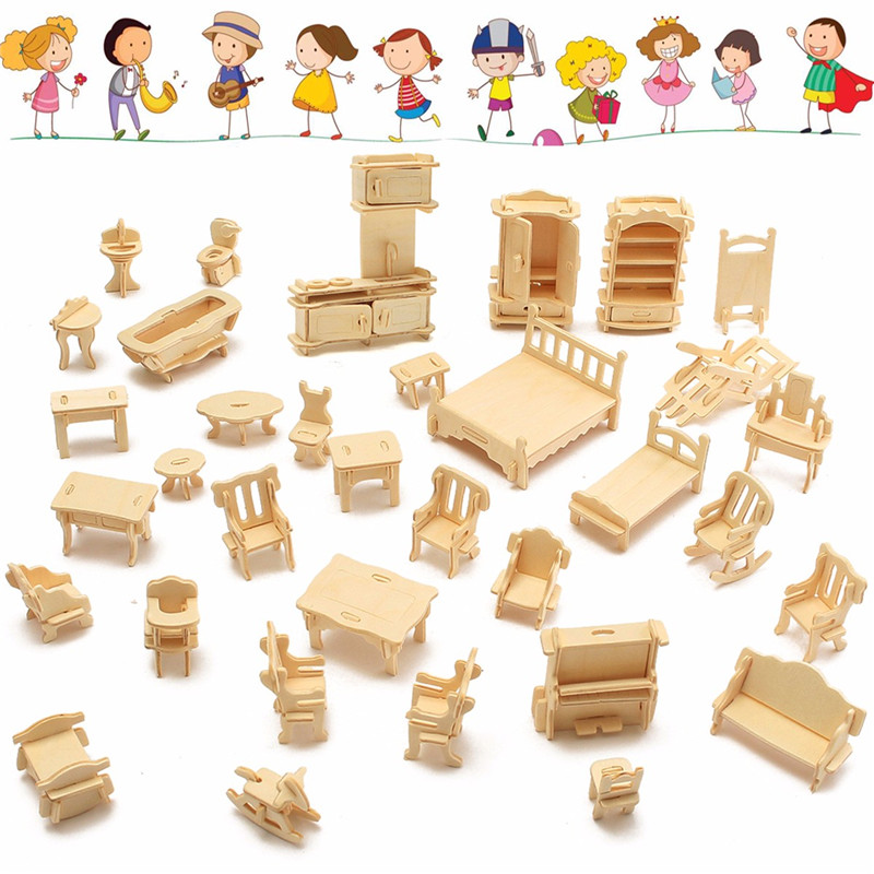 34-Pcs-3D-DIY-Wooden-Miniature-Dollhouse-Furniture-Model-Unpainted-Suite-Toys-1122662-8
