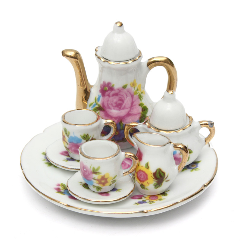 8pcs-Porcelain-Vintage-Tea-Sets-Teapot-Coffee-Retro-Floral-Cups-Doll-House-Decor-Toy-1126421-2