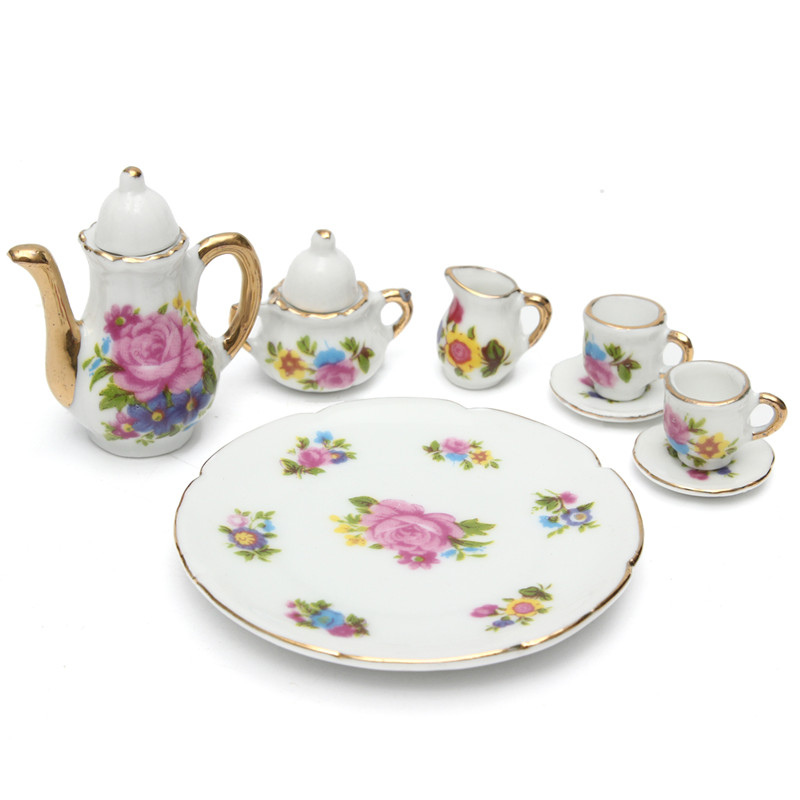 8pcs-Porcelain-Vintage-Tea-Sets-Teapot-Coffee-Retro-Floral-Cups-Doll-House-Decor-Toy-1126421-3