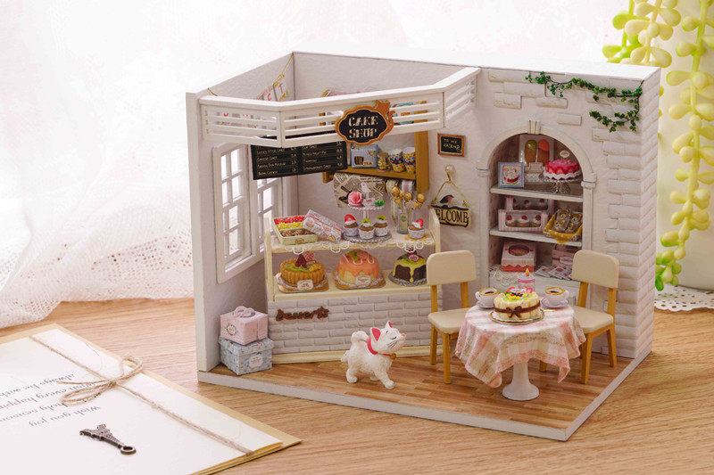 CuteRoom-H-014-Cake-Diary-Shop-DIY-Dollhouse-With-Music-Cover-Light-House-Model-1211779-3
