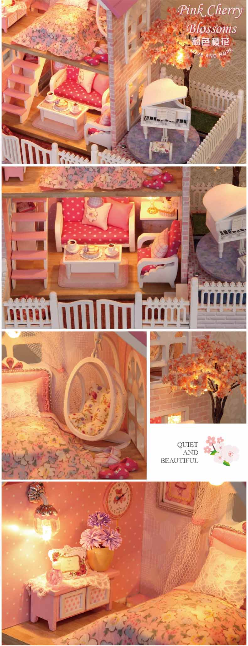 Cuteroom-124-DIY-Wooden-Dollhouse-Pink-Cherry-Handmade-Decorations-Model-with-LED-LightMusic-Birthda-1068341-11