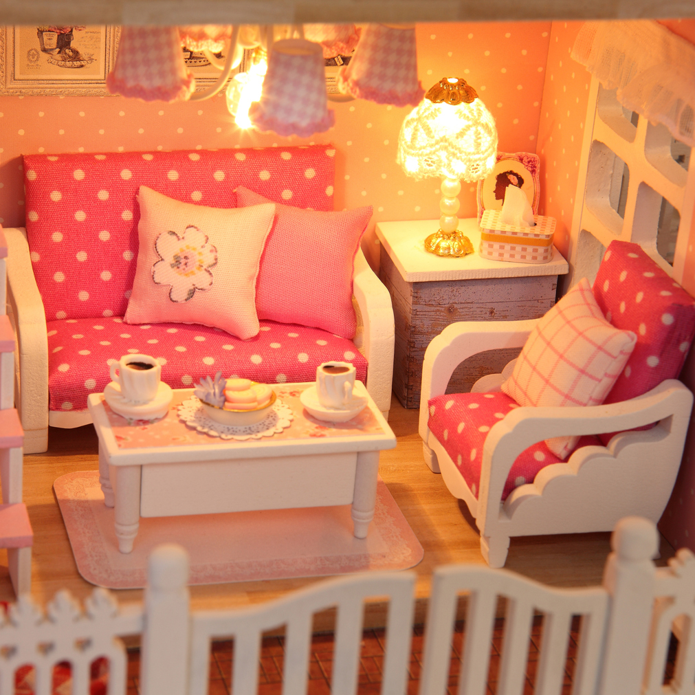 Cuteroom-124-DIY-Wooden-Dollhouse-Pink-Cherry-Handmade-Decorations-Model-with-LED-LightMusic-Birthda-1068341-10