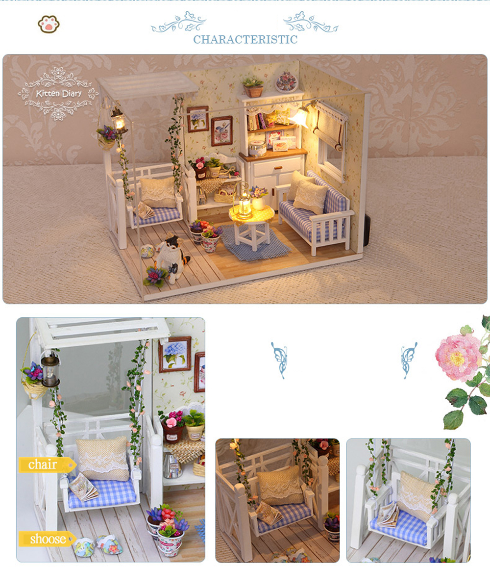 Cuteroom-3013-Cat-Diary-Doll-House-DIY-Cabin-With-Dust-Cover-Music-Motor-1562991-3