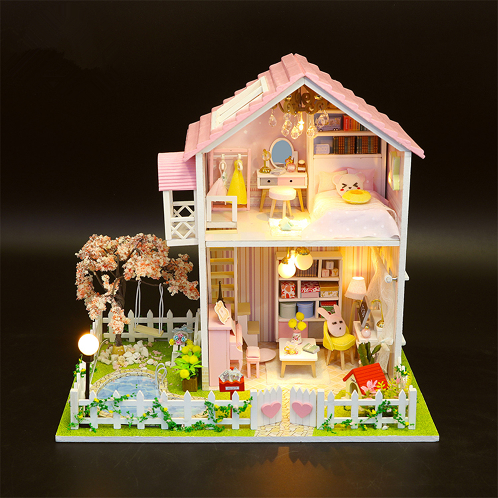DIY-Assembled-Cottage-Love-of-Cherry-Tree-Doll-House-Kids-Toys-1649234-9