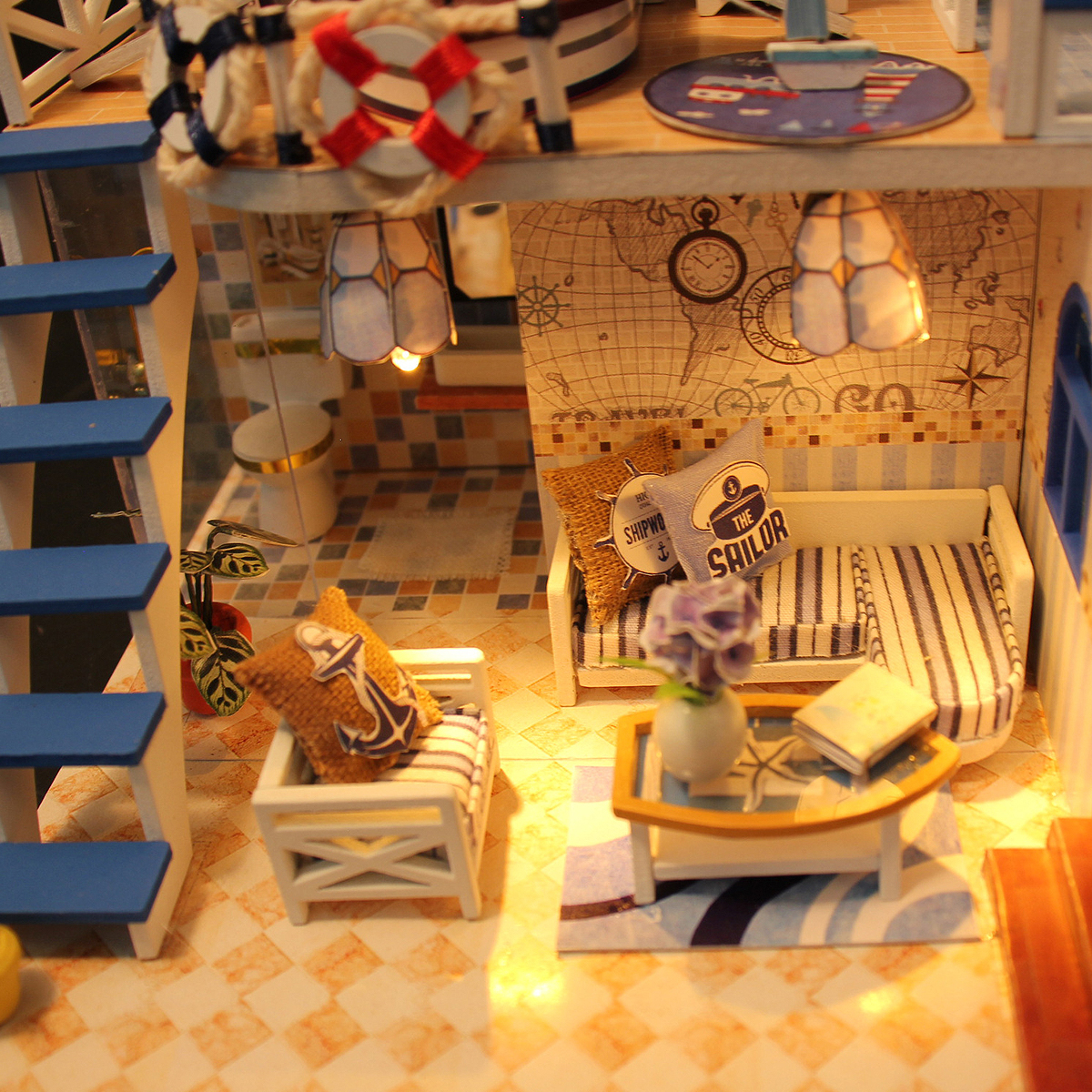DIY-LED-Light-Coastal-Villa-Doll-House-Miniatures-Furniture-Gift-Kit-1322540-4