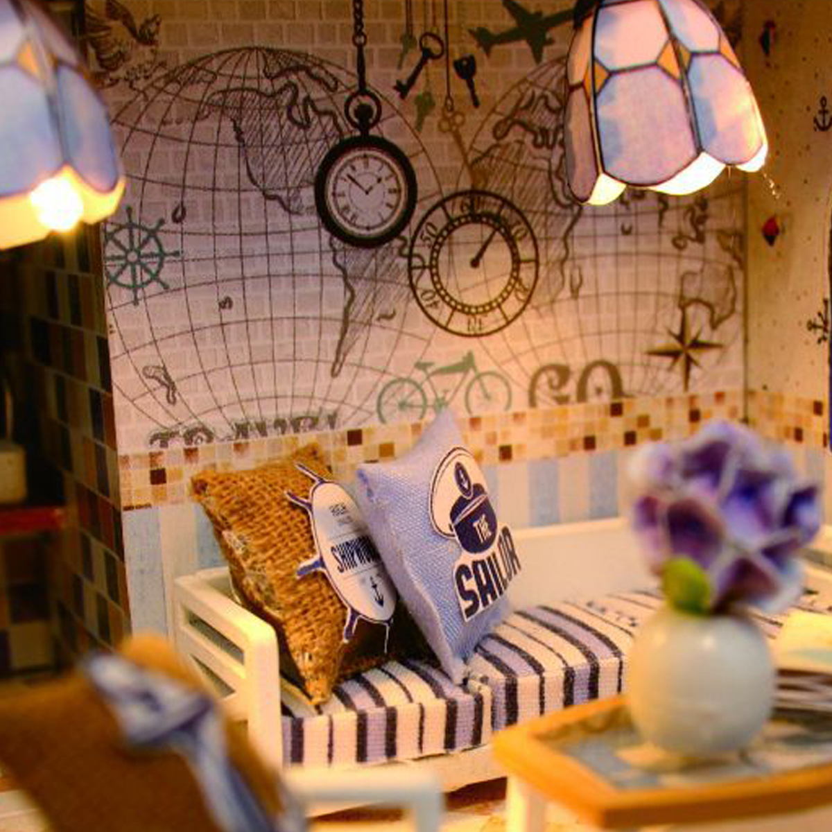 DIY-LED-Light-Coastal-Villa-Doll-House-Miniatures-Furniture-Gift-Kit-1322540-5