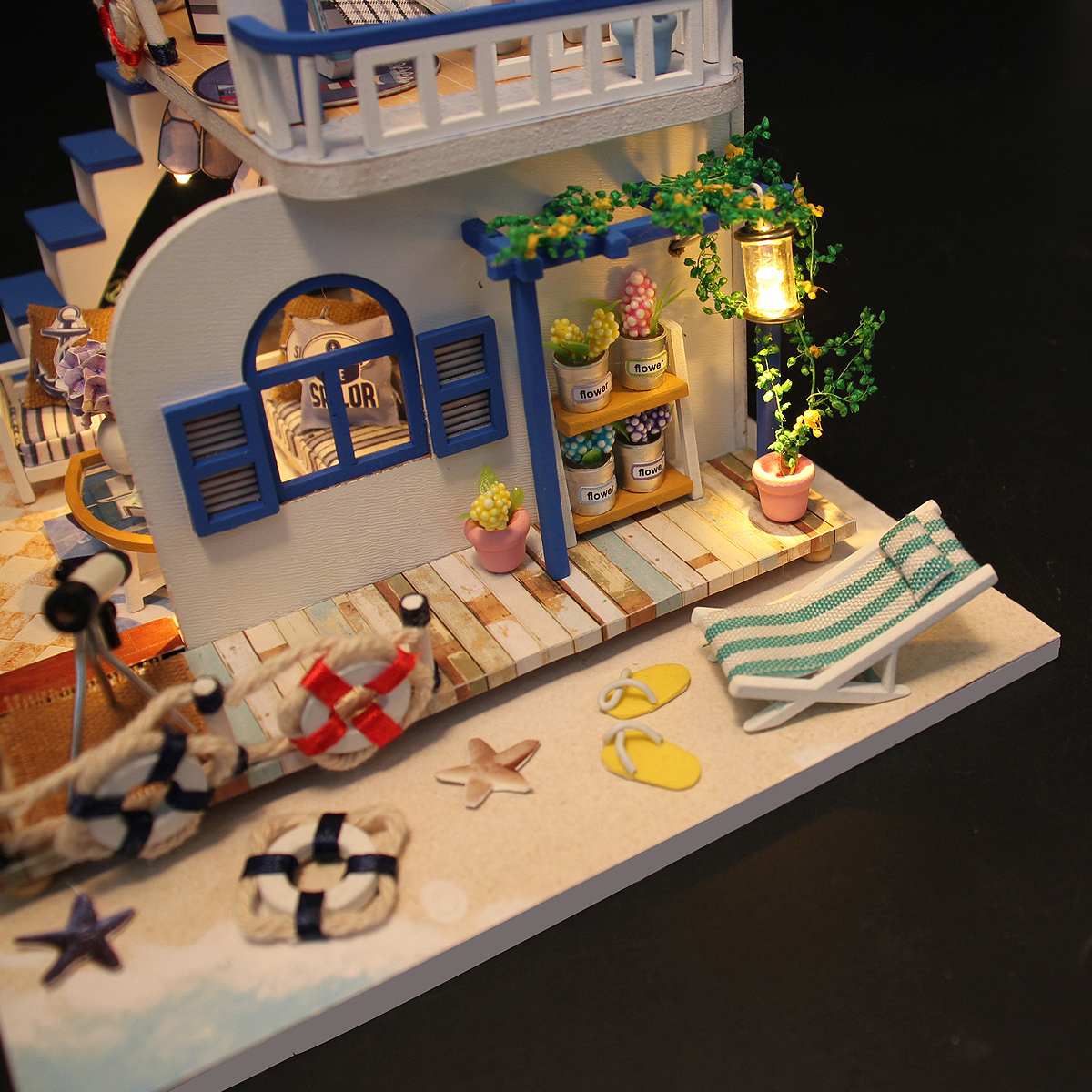 DIY-LED-Light-Coastal-Villa-Doll-House-Miniatures-Furniture-Gift-Kit-1322540-6