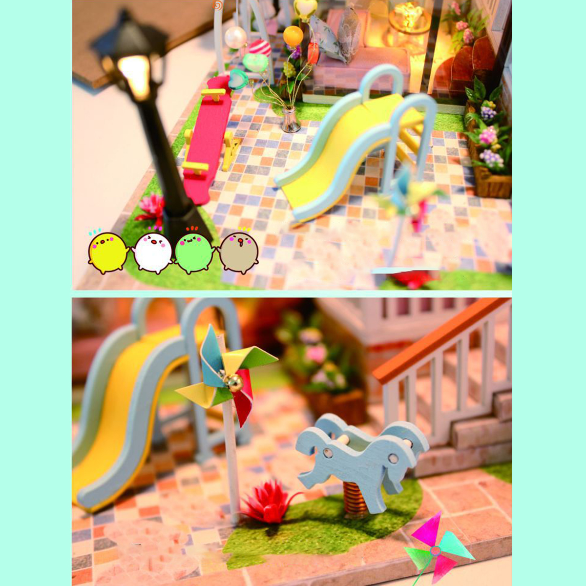 Hongda-DIY-Cabin-Hand-assembled-Doll-House-with-LED-Light-Home-Decor-Model-Toys-1616325-5