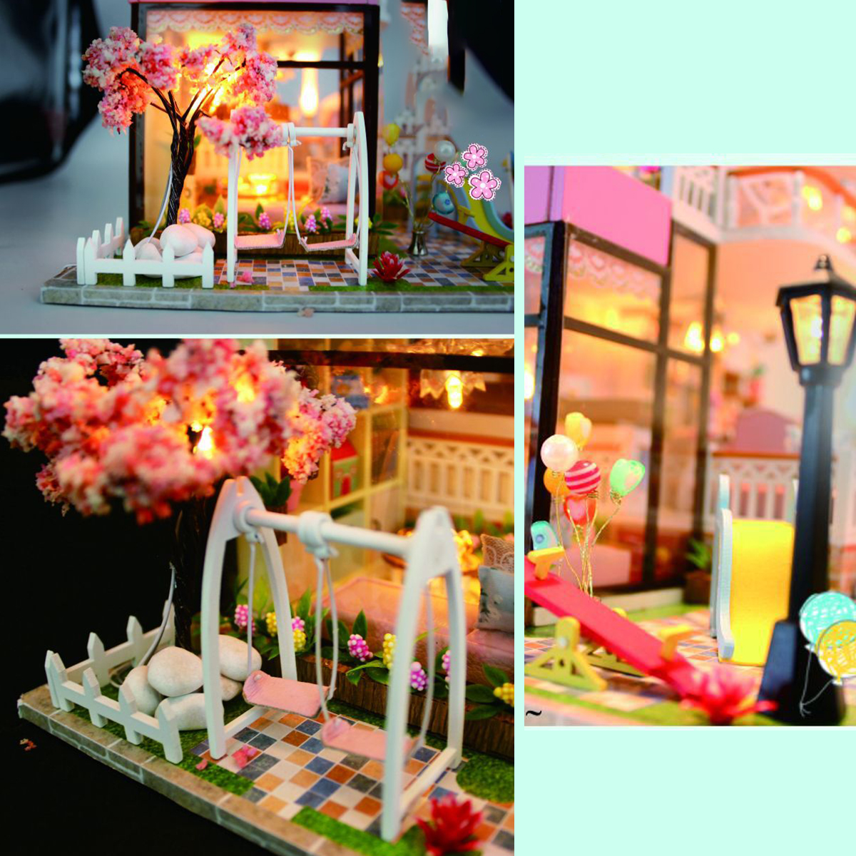 Hongda-DIY-Cabin-Hand-assembled-Doll-House-with-LED-Light-Home-Decor-Model-Toys-1616325-7