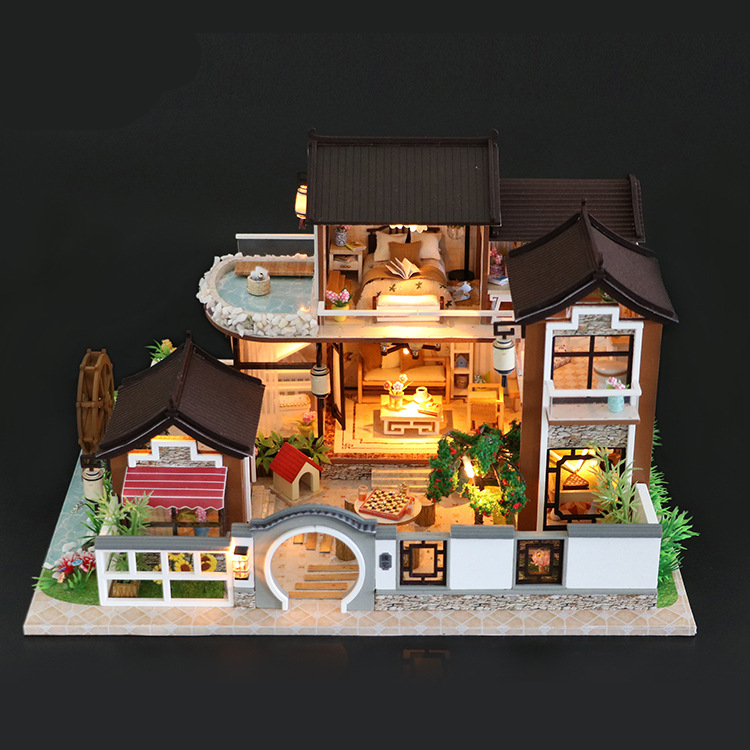 Hoomeda-13848-DIY-Doll-House-Dream-In-Ancient-Town-With-Cover-Music-Movement-Gift-Decor-Toys-1445985-3