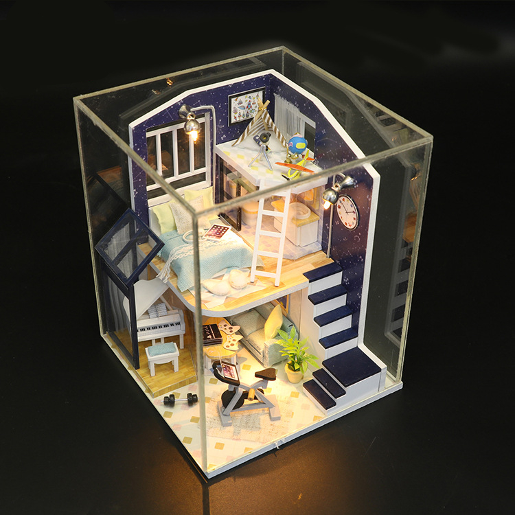 Hoomeda-M041-DIY-Doll-House-Shining-Star-With-Cover-Miniature-Furnish-Music-Light-Gift-Decor-Toys-1445978-1