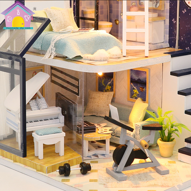 Hoomeda-M041-DIY-Doll-House-Shining-Star-With-Cover-Miniature-Furnish-Music-Light-Gift-Decor-Toys-1445978-5