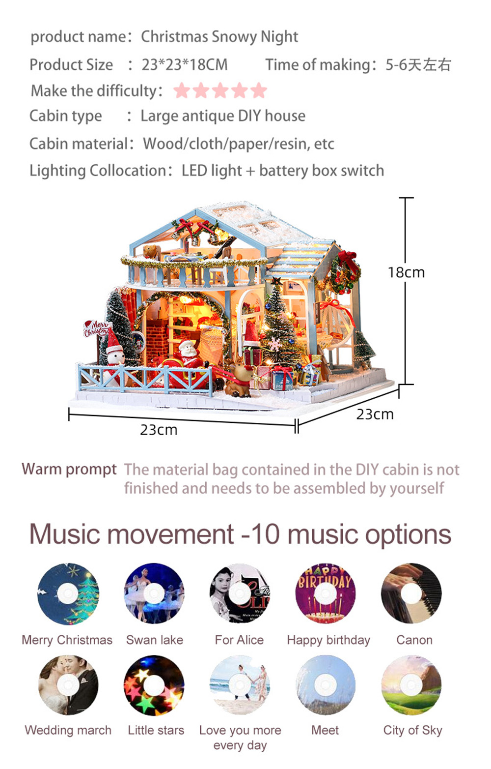 IIECREATE-2020-New-Christmas-K-058-Christmas-Snowy-Night-DIY-Assembled-Cabin-with-Doll-Three-piece-S-1777616-11