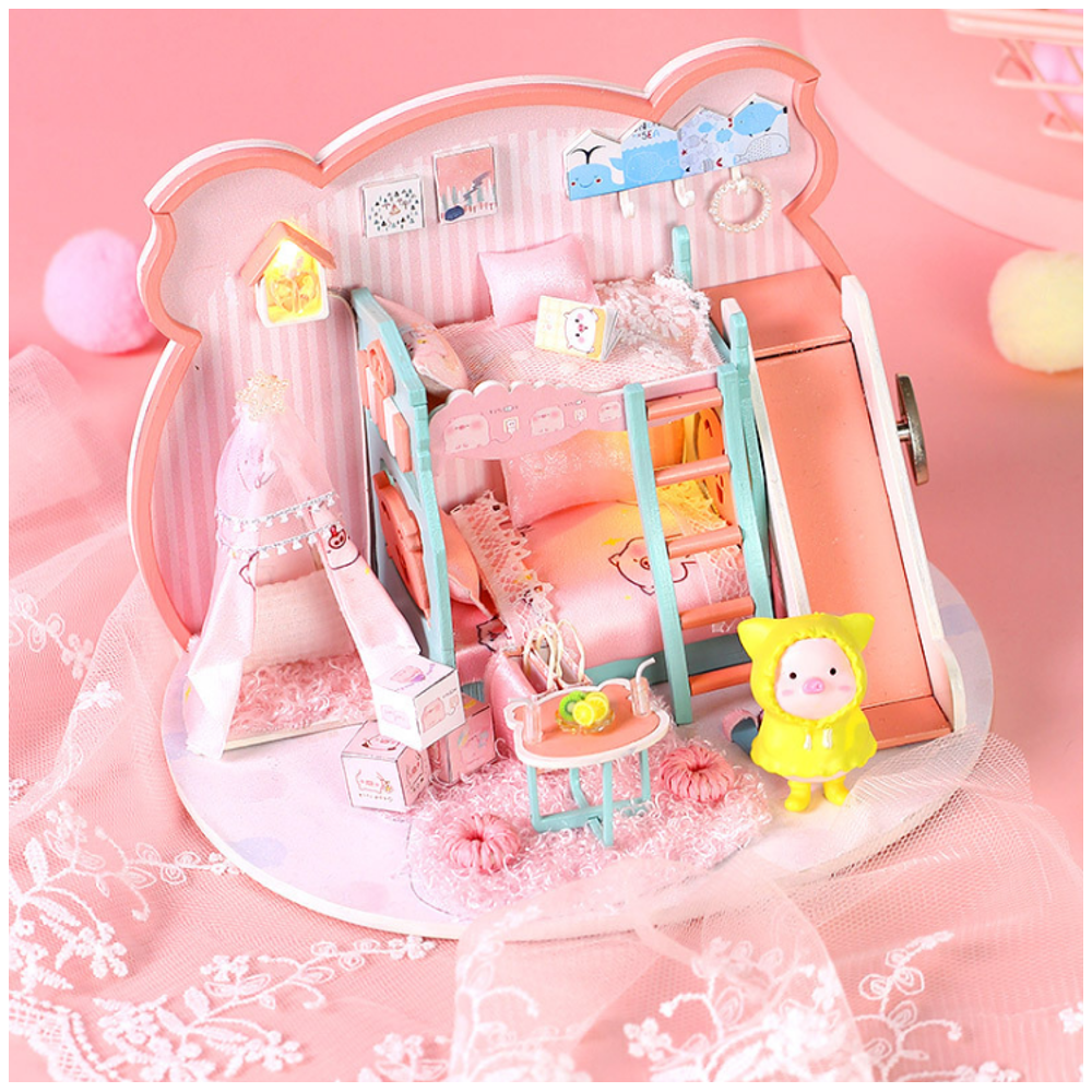 Iie-Create-P-003-Pig-Girl-DIY-Assembled-Doll-House-With-Dust-Cover-With-Furniture-Indoor-Toys-1686958-2