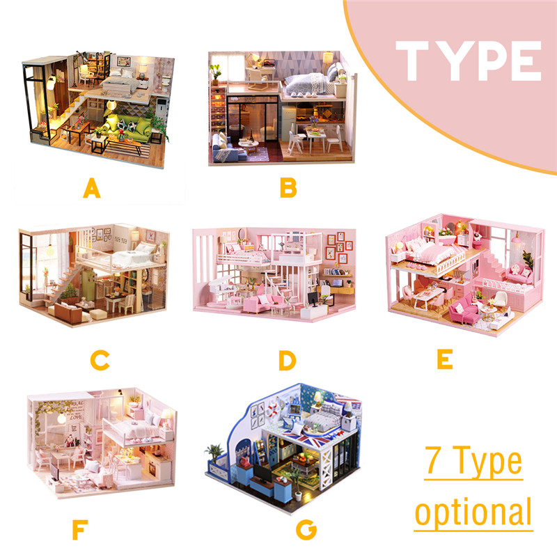 Multi-style-3D-Wooden-DIY-Assembly-Mini-Doll-House-Miniature-with-Furniture-Educational-Toys-for-Kid-1728899-2