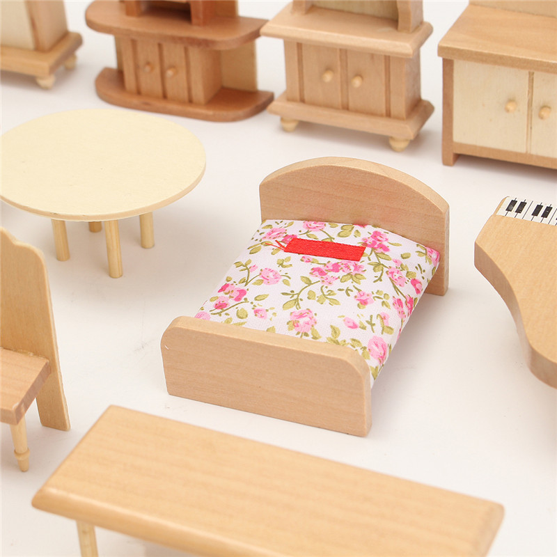New-29-Pcs-124-Scale-Dollhouse-Miniature-Unpainted-Wooden-Furniture-Model-Suite-1122653-6