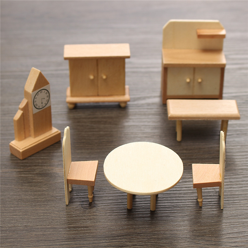 New-29-Pcs-124-Scale-Dollhouse-Miniature-Unpainted-Wooden-Furniture-Model-Suite-1122653-8
