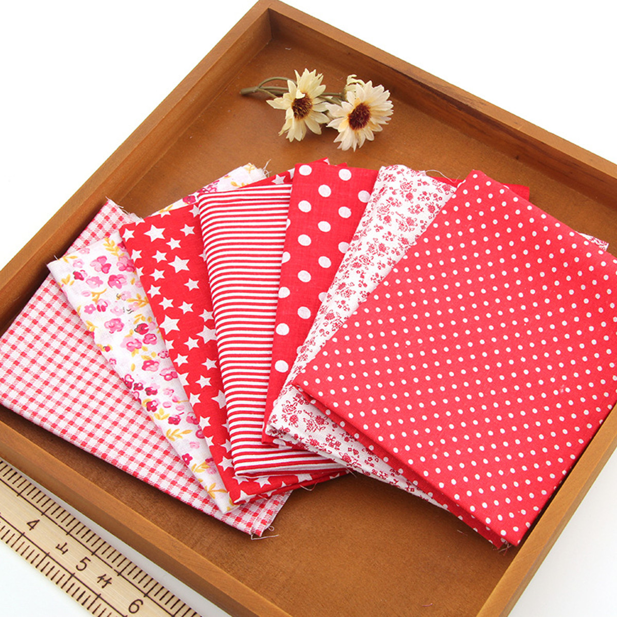 Red-Cotton-7-Assorted-Pre-Cut-10quot-Squares-Quilt-Fabric-DIY-Craft-Sewing-New-1114214-4