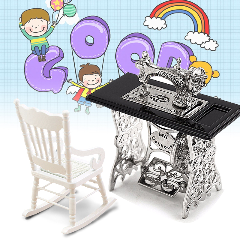 Vintage-Miniature-Dollhouse-Furniture-Sewing-Machine-Furniture-Table-Metal-Home-Decoration-1251417-2