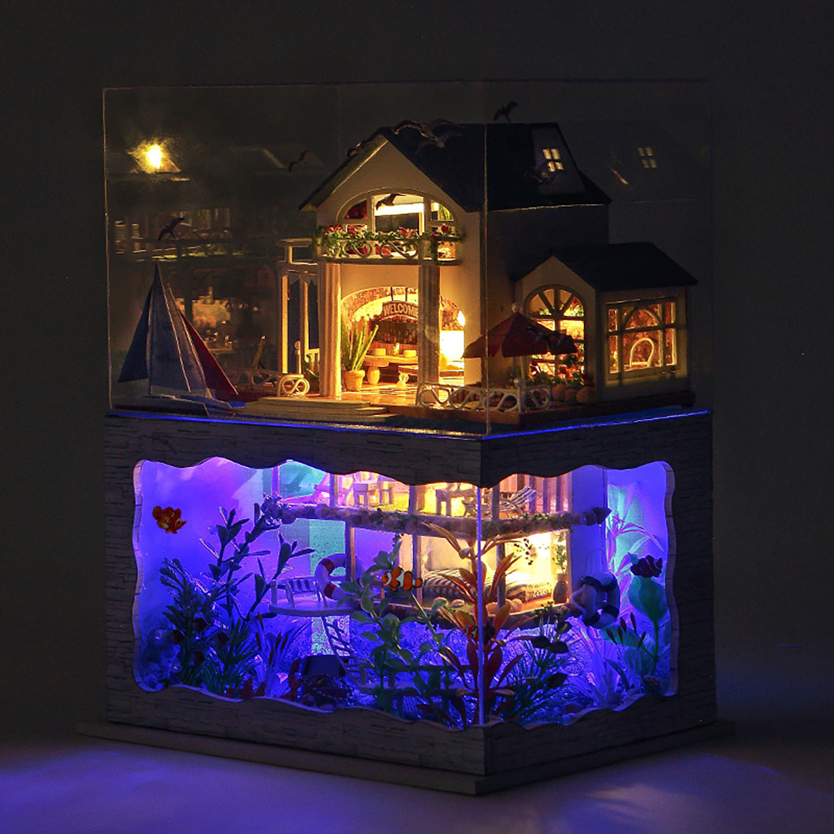 Wooden-DIY-Handmade-Assemble-Double-Layer-Beautiful-View-Doll-House-Miniature-Furniture-Kit-Educatio-1751562-2