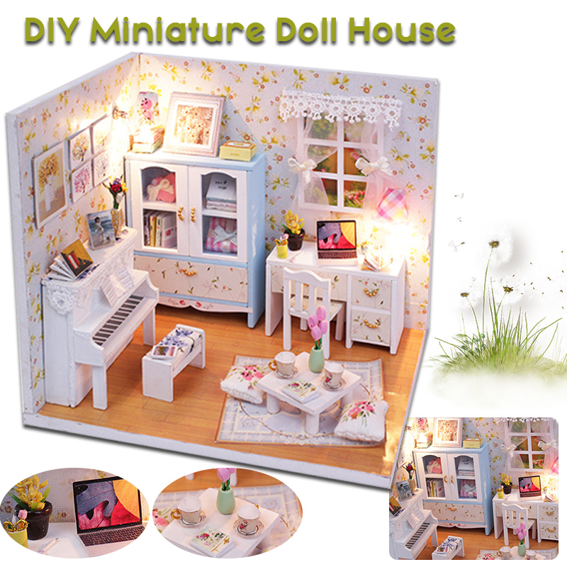 Wooden-DIY-Handmade-Assemble-Miniature-Doll-House-Kit-Toy-with-LED-Light-Dust-Cover-for-Gift-Collect-1730580-1