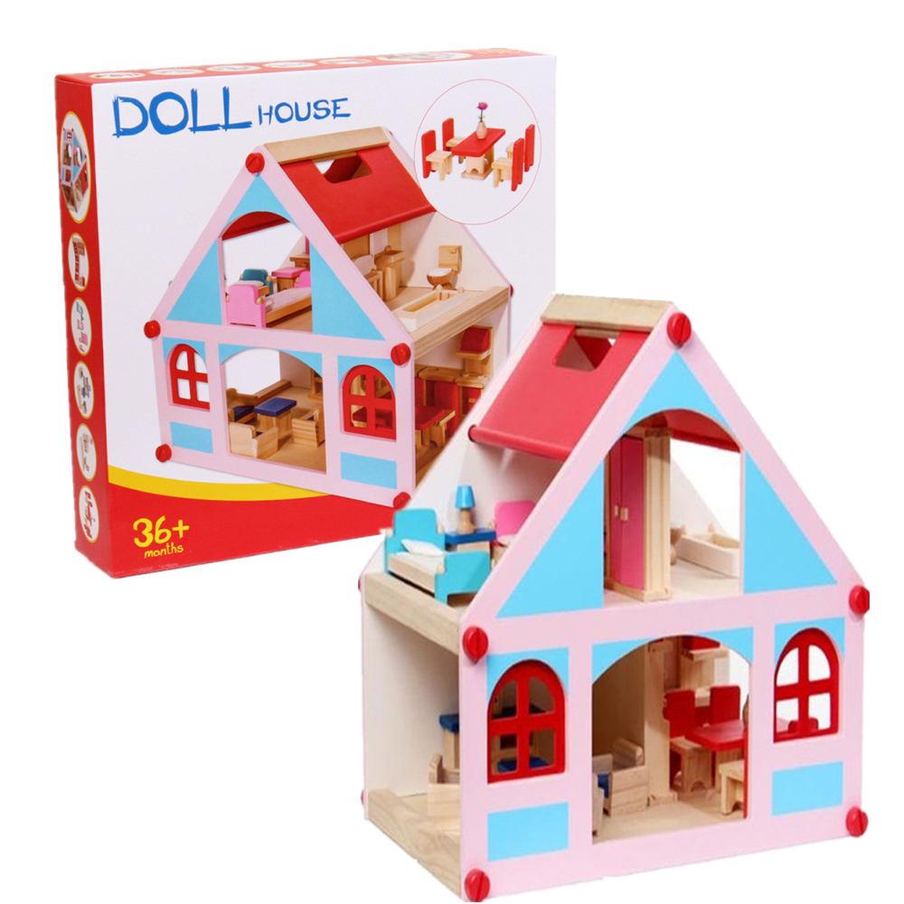 Wooden-Delicate-Dollhouse-With-All-Furniture-Miniature-Toys-For-Kids-Children-Pretend-Play-1414134-2