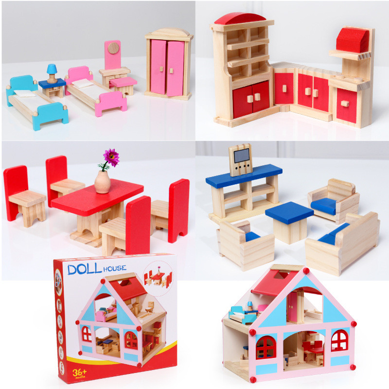Wooden-Delicate-Dollhouse-With-All-Furniture-Miniature-Toys-For-Kids-Children-Pretend-Play-1414134-8