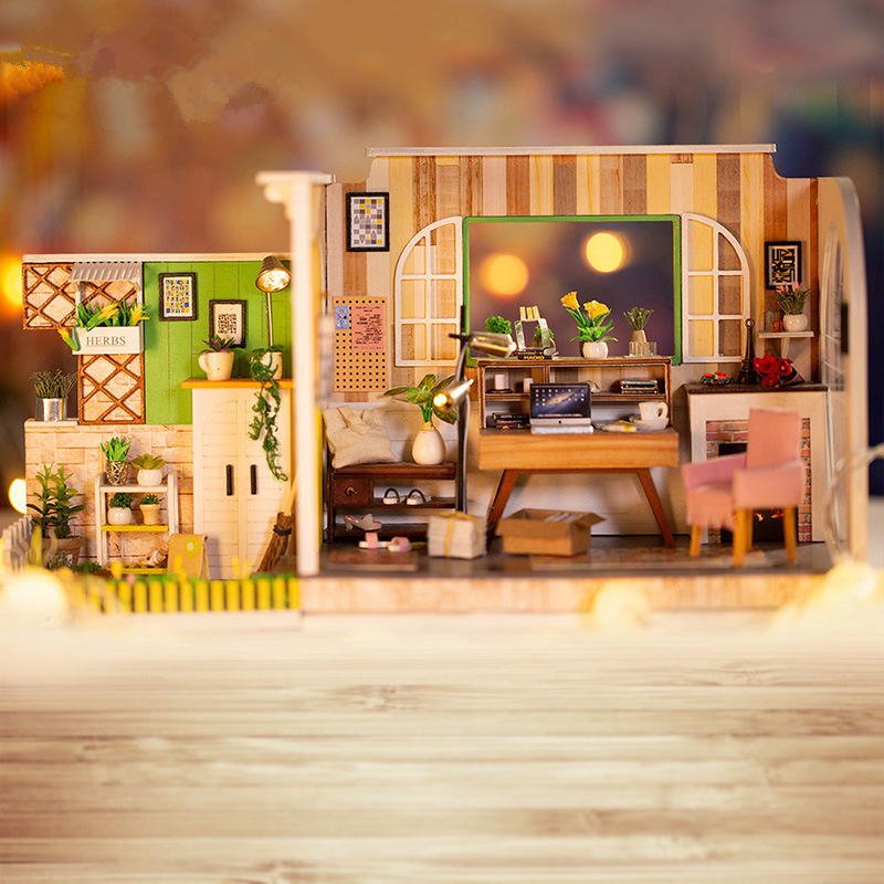 iiecreate-H-001-DIY-Doll-House-Gothenburg-Studio-With-Furniture-Music-Light-Cover-3012162CM-Gift-1427672-1