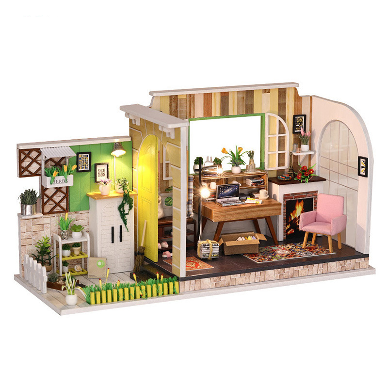 iiecreate-H-001-DIY-Doll-House-Gothenburg-Studio-With-Furniture-Music-Light-Cover-3012162CM-Gift-1427672-7