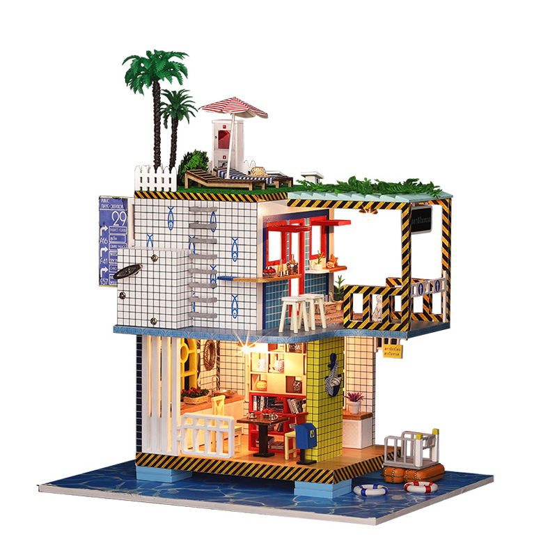 iiecreate-K-038-Doll-House-DIY-Sea-Post-Station-Miniature-Furnish-With-Cover-Music-Movement-Gift-Dec-1446890-5