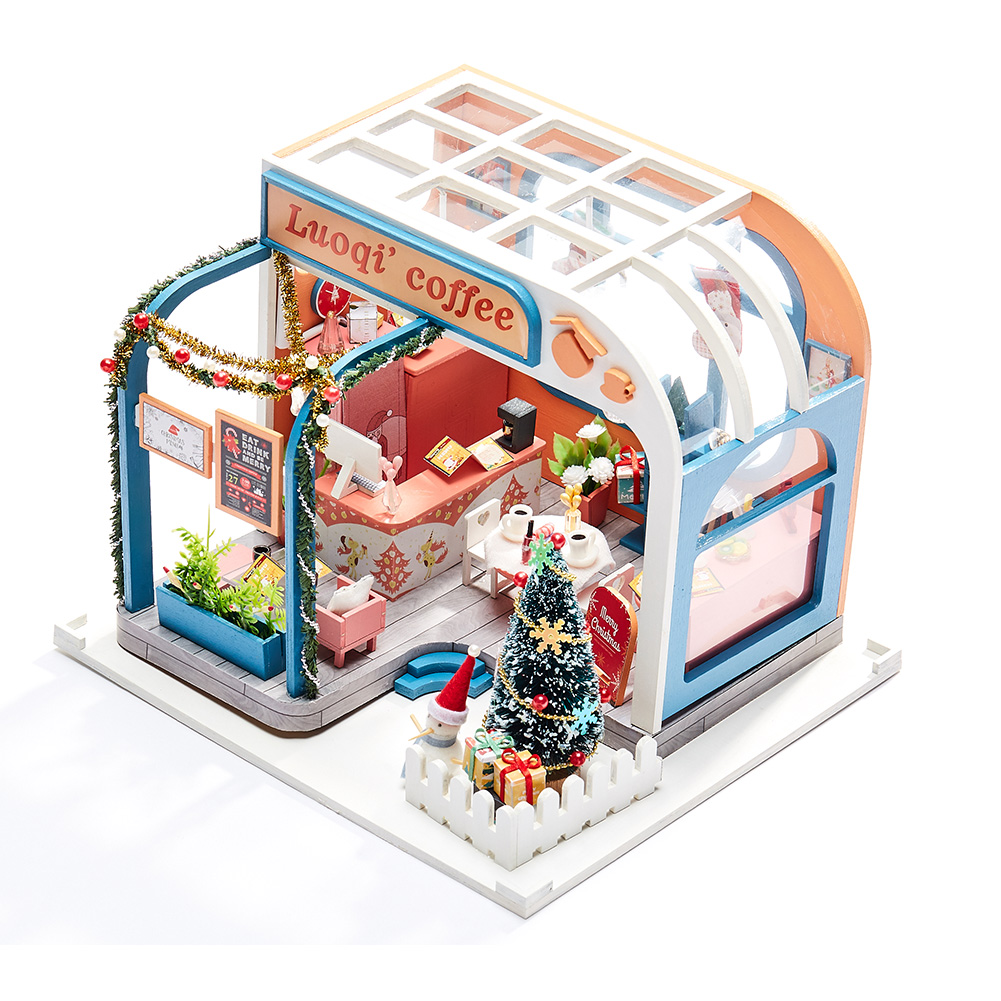 iiecreate-K-046-DIY-Assembled-Luoqi-Coffee-Cabin-Doll-House-Christmas-Gifts-Model-Toy-1598659-2