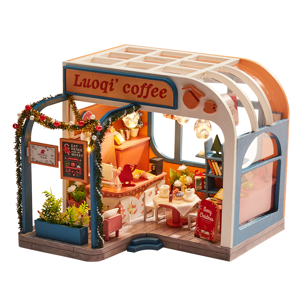 iiecreate-K-046-DIY-Assembled-Luoqi-Coffee-Cabin-Doll-House-Christmas-Gifts-Model-Toy-1598659-3