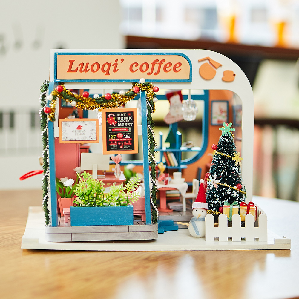 iiecreate-K-046-DIY-Assembled-Luoqi-Coffee-Cabin-Doll-House-Christmas-Gifts-Model-Toy-1598659-4