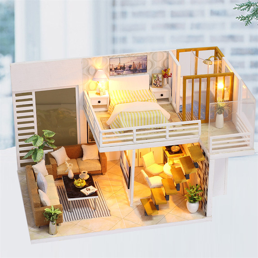 iiecreate-K031-Simple-And-Elegan-DIY-Doll-House-With-Furniture-Light-Cover-Gift-Toy-1293920-2