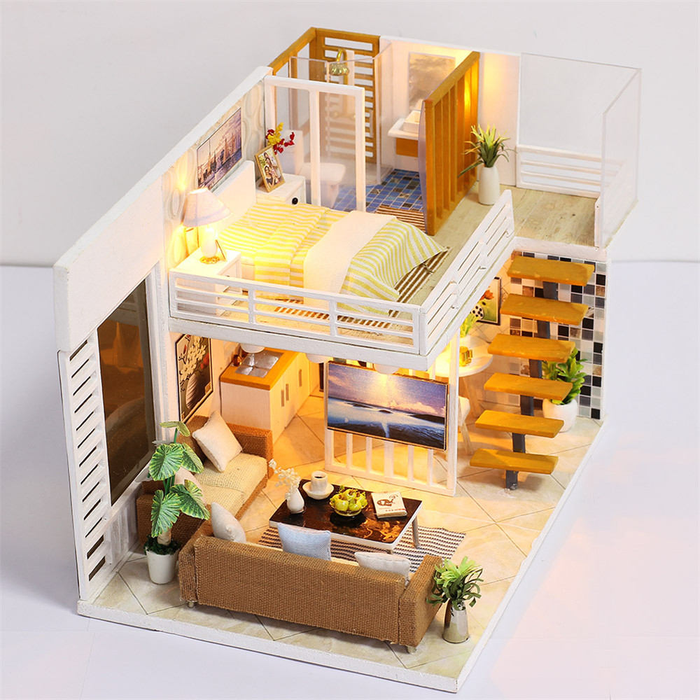 iiecreate-K031-Simple-And-Elegan-DIY-Doll-House-With-Furniture-Light-Cover-Gift-Toy-1293920-3