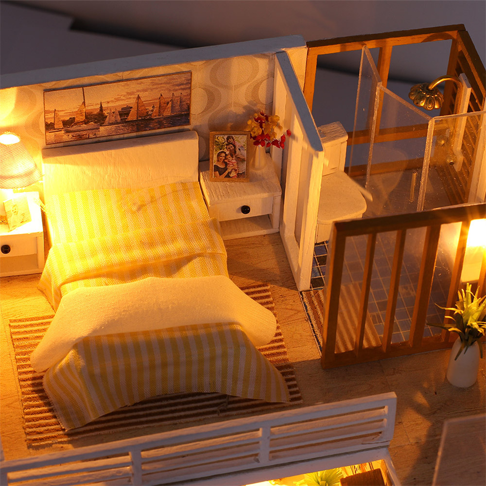 iiecreate-K031-Simple-And-Elegan-DIY-Doll-House-With-Furniture-Light-Cover-Gift-Toy-1293920-5